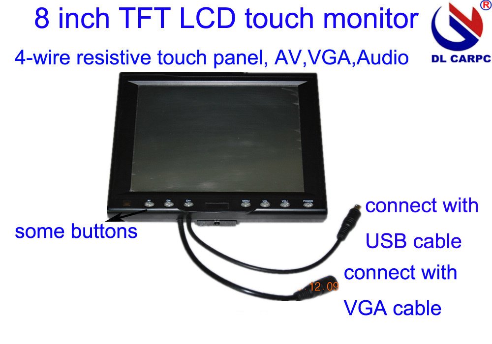 Mass In Stock Tft Lcd Car Monitor With  Wire Resistive Screen