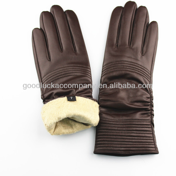 2016 new style wholesale ladies long Leather warm long Gloves
