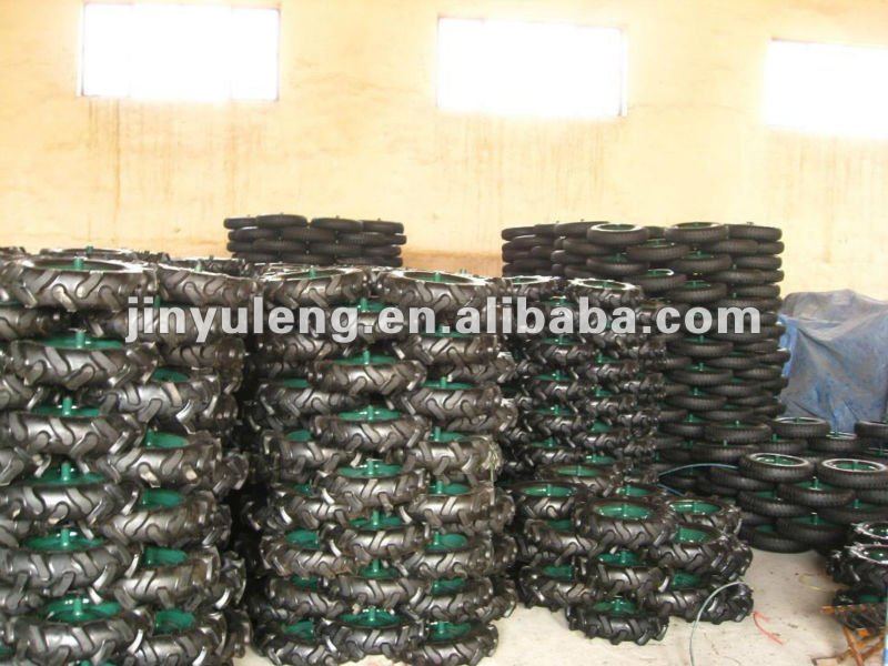 manufactu wholesale 14 16 inch 3.50-8 4.00-8 pneumatic rubber tire Herringbone pattern wheelbarrow wheel rubber wheels with axle