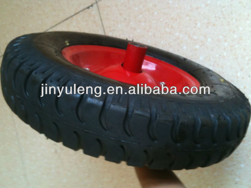 power capacity 14''16 inch 3.50-8 4.00-8 pneumatic rubber tire gem pattern with axle steel rim wheelbarrow wheel rubber wheels