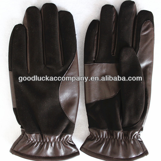 Stylish Black suede and brown leather gloves men