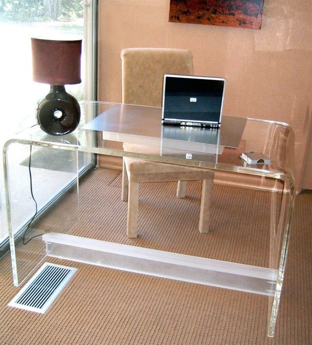 Modern Waterfall Clear Acrylic Lucite Computer Desk Table Buy