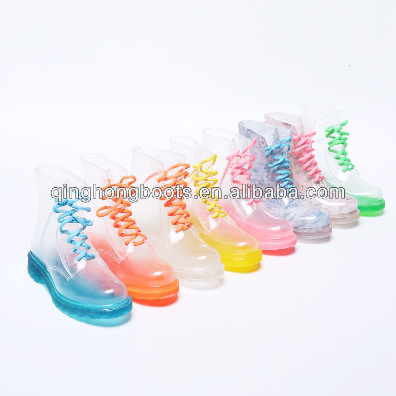 Clear Color Rain Boots,Clear Jelly Boots Colorful Design Women ...