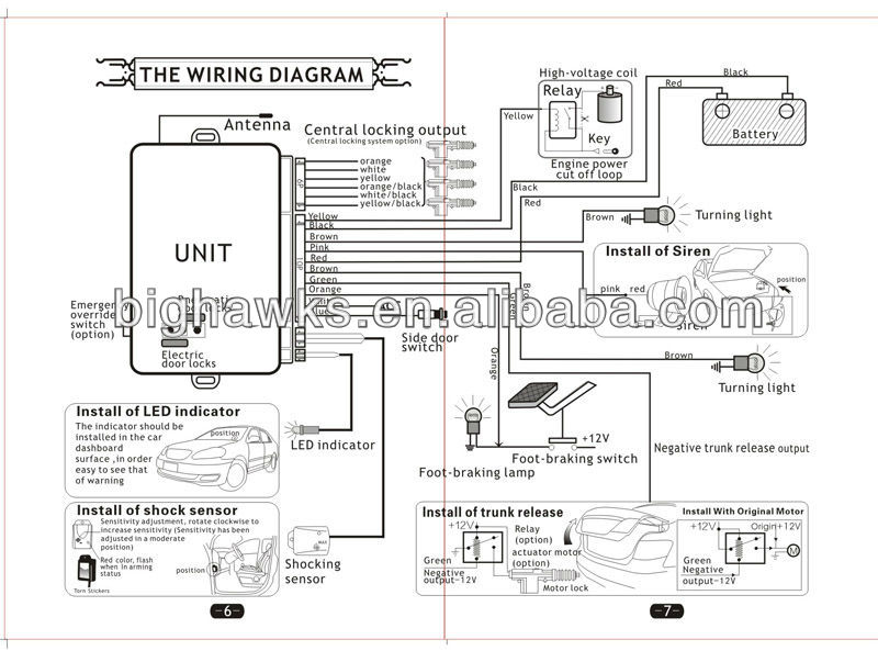 Car Alarm Brands Ca702-8132 Bighawks Universal Remote ... tamarack car alarm wiring diagram 