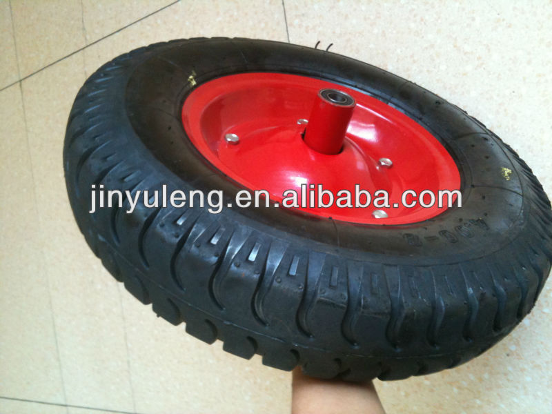 14 inches 3.50-8 4.00-8 lug pattern rubber inflatable wheels ,pneumatic wheel for wheel barrow