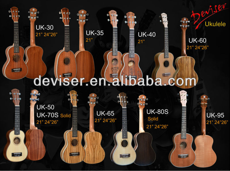 Soprano & Concert & Tenor Cedar Padat Ukulele Nilon Alat 