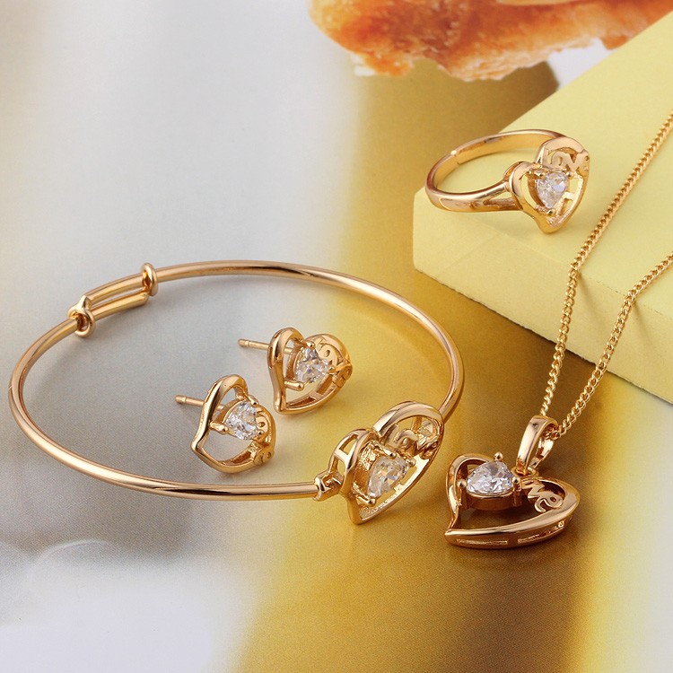 Fashion Jewelry Sets 18k Gold Plated Children Heart S18k 50 01