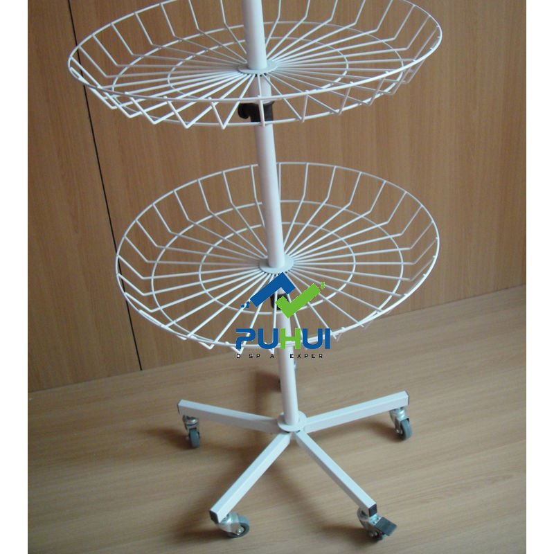 Rolling Retail Convenient Shop Metal Wire Round Basket Bin Custom Floor ...