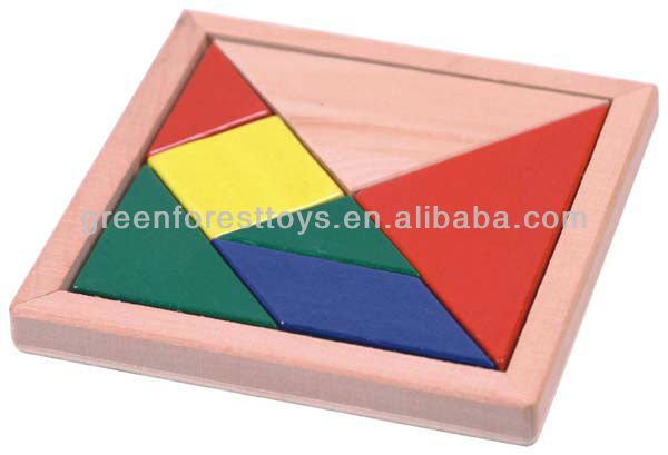 Top Quality Birch Wood Non-toxic Educational Toys 7 Pcs Intelligent Kids Wooden Tangram