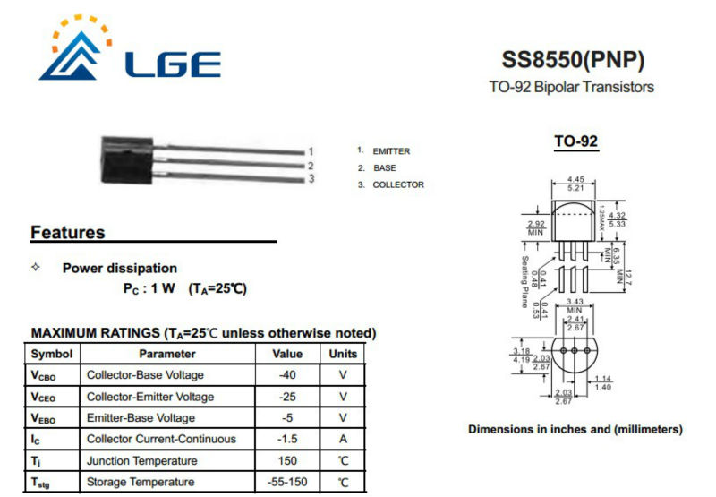 transistor 8550 Bipolar  Pnp Silicon Pnp  Ss8550 Bipolar Buy Transistor