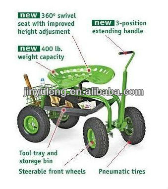 Seat Garden Work Tool Rolling Cart Tray Heavy Duty Planting Gardening Utility