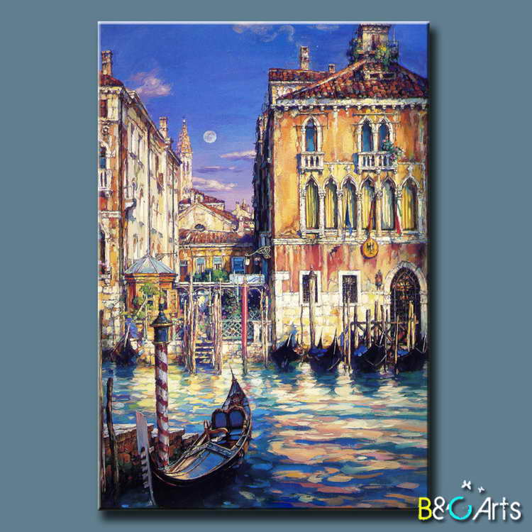 Large Size Canvas Handpainted Italy Impressionist Venice Oil Painting