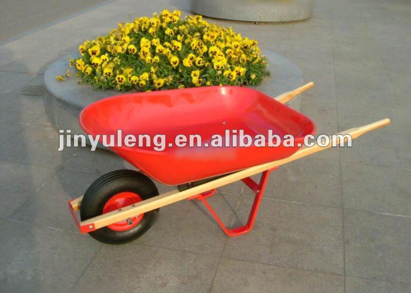 wholesale retail Hot sell cheap good quality WB6601 wooden handles plastic tray green wheelbarrow for Farm garden orchard