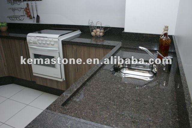 Chocolate Brown Granite Cafe Imperial Prefab Kitchen Countertops