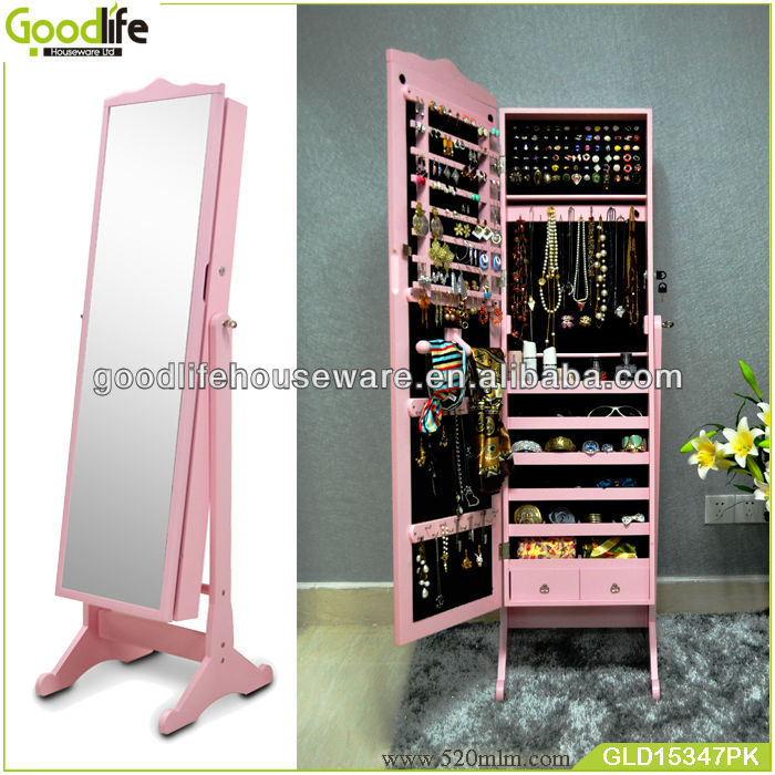 New Arrival Pink Color Dressing Mirror With Jewelry Cabinet Buy