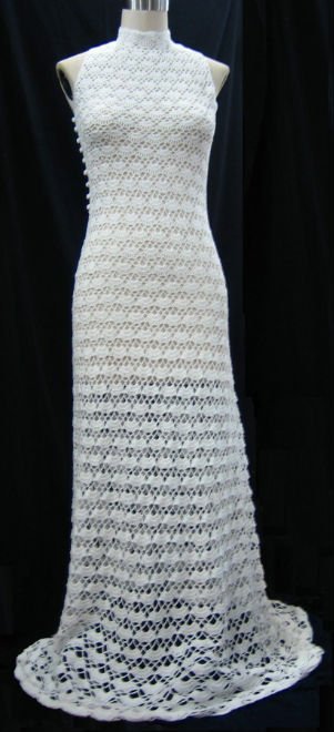 Lady Scallop Pattern  Maxi Hand Made Crochet  Dress  Floor 
