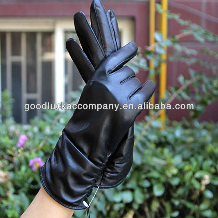 Genuine Leather Women Gloves Fashion Long Sections Warmer Lady Gloves Christmas