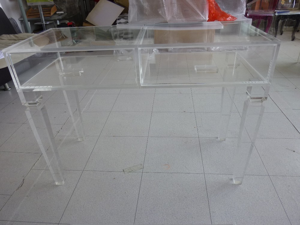 Free Shipping Acrylic Vanity Desk,Clear Lucite Drawer