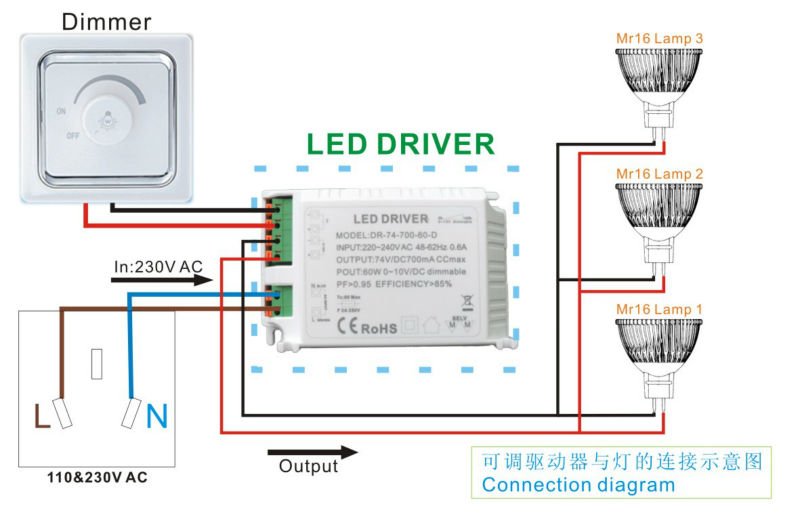 Treiber für HighPower Led Leuchte Lampe dimmbare Konstantstrom-Quelle 350//700mA