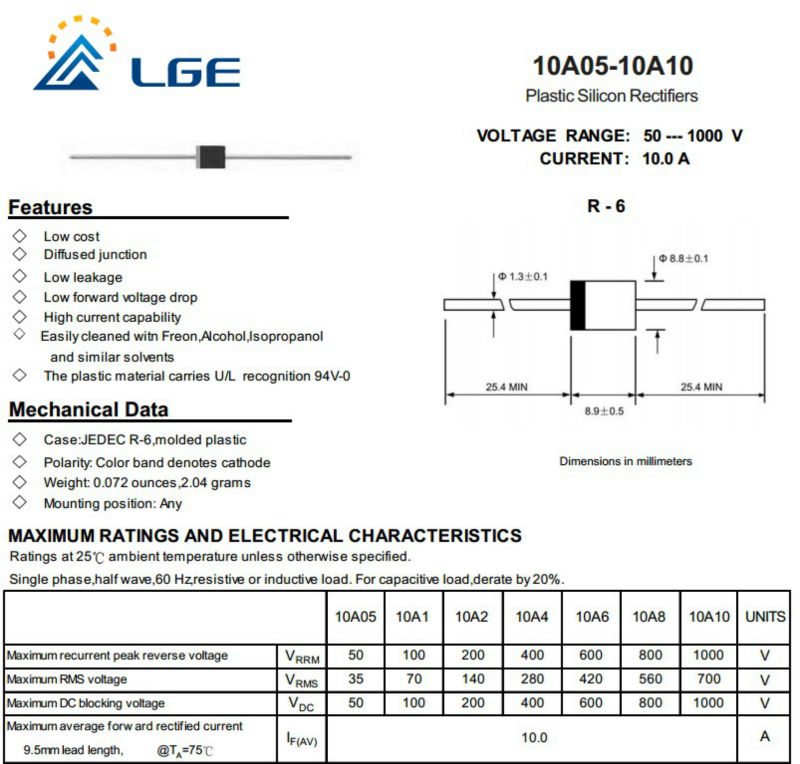 diode 6a4 10a10 10a Silicon Silicon P600 Buy 10a Diode  Diode P600