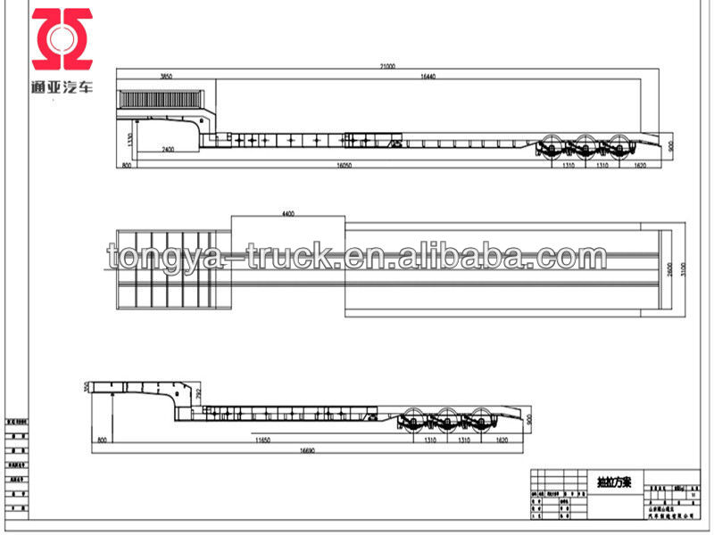 Tri-axle Extendable Low Bed Truck Semi Trailer Car Carrier 