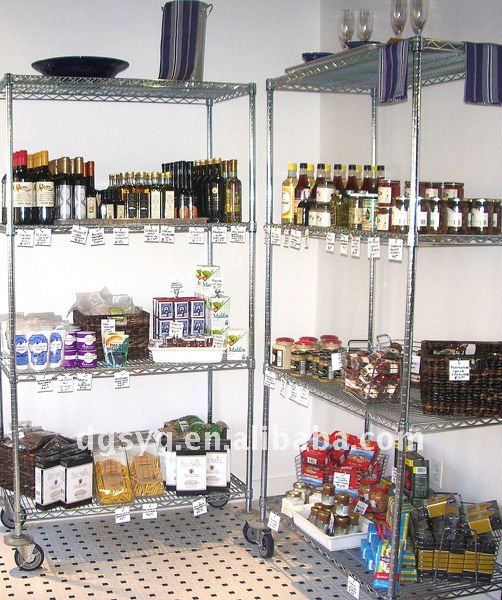 Restaurant Kitchen Storage chrome wire shelving for restaurant food storage-slanted wire Restaurant Kitchen Storage chrome wire shelving for restaurant food storage-slanted wire