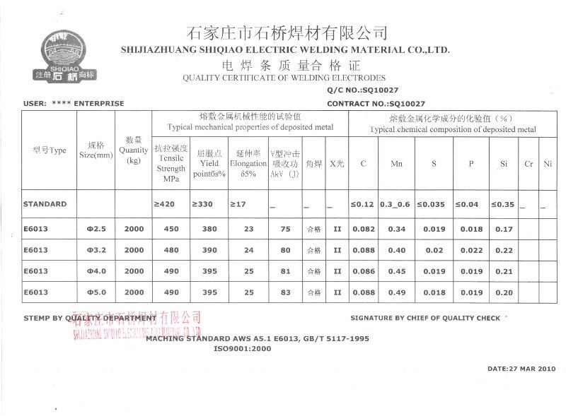 Free sample and Easy arc welding electrodes e6013 welding rods e6013 BV