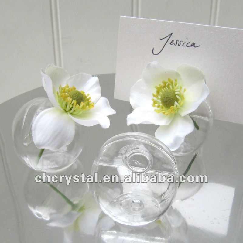 Orb Glass Globe Vase Card Holder Glass Terrarium Place Card Holder