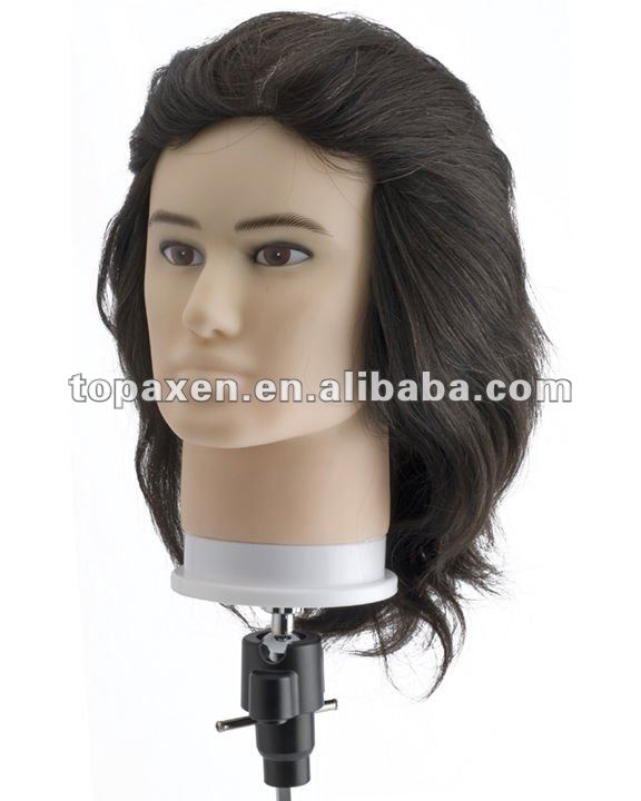 black male mannequin head with hair