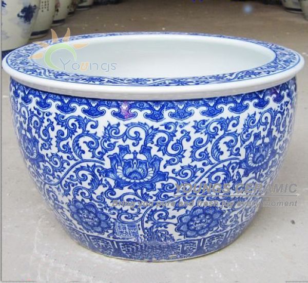 Delicate Large Chinese Blue And White Ceramic Plant Pots ...