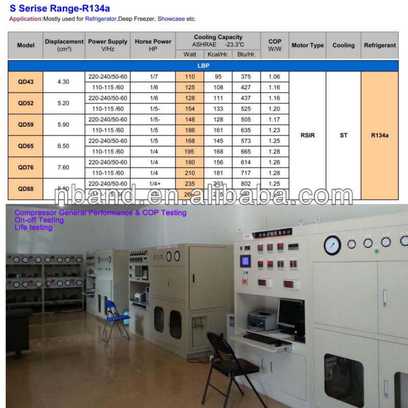 R134a QD88 Deep Freezer Compressor