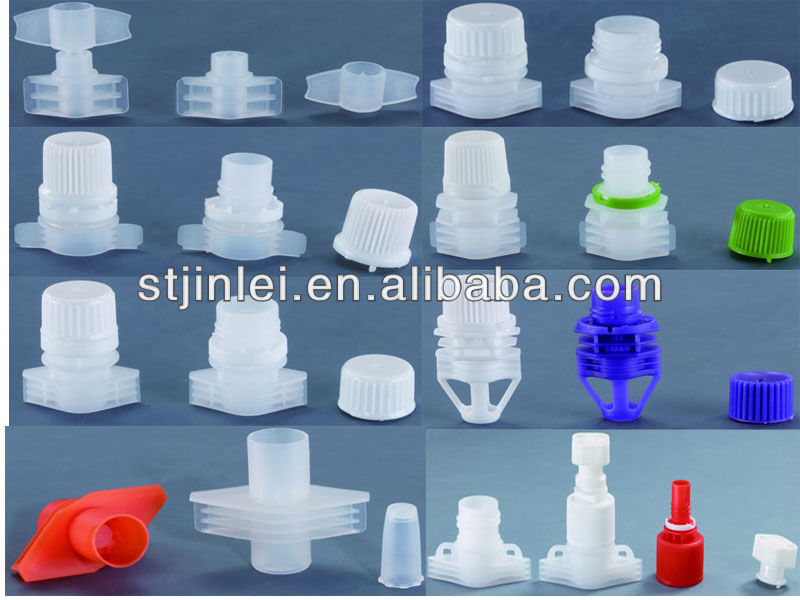 pp grade material plastic flexible spout and cap, plastic spout and packaging View