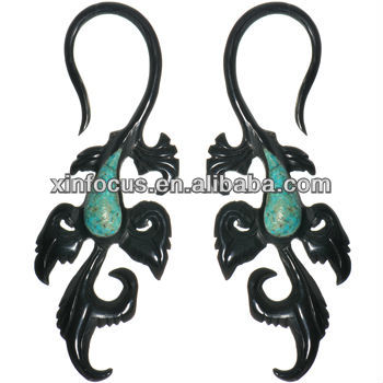 12 Gauge Black Horn Turquoise Inlay Fl Leaf Drop Hanger Plug 12 Gauge Black Horn Turquoise Inlay Fl Leaf Drop Hanger Plug Whole Ear Piercing Jewelry