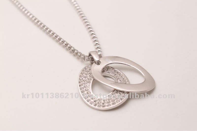 Korea Style Cubic Zirconia Brass Casting Oval Shape Necklace Buy