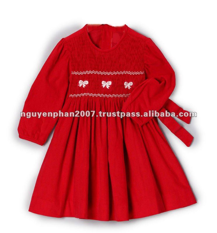 red smock dress baby