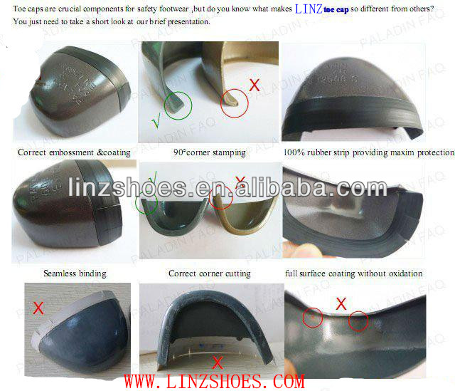 Toe caps(steel) + rubber strip 604mould