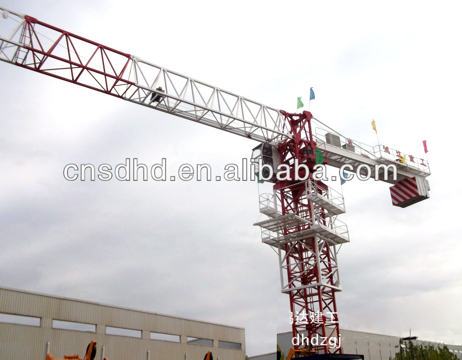 hongda best designed flat top tower crane with CE and ISO certificate