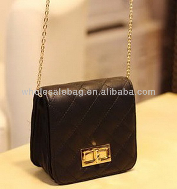 Square Quilted Small Sling Bag With Long Chain Messenger Bag Cross ...