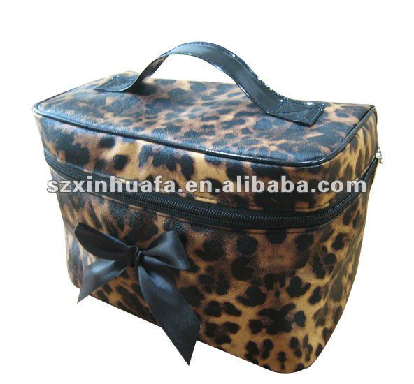 (XHF-COSMETIC-242) sexy lady leopard cosmetic case with bow
