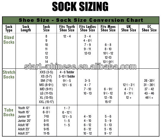 mens nike sock size chart