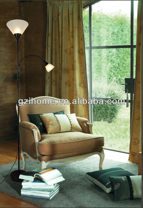 Contemporary Style Adjustable 2-light Floor Lamp- Blue Plastic Shade ... Contemporary Style Adjustable 2-light Floor Lamp- Blue Plastic Shade ...