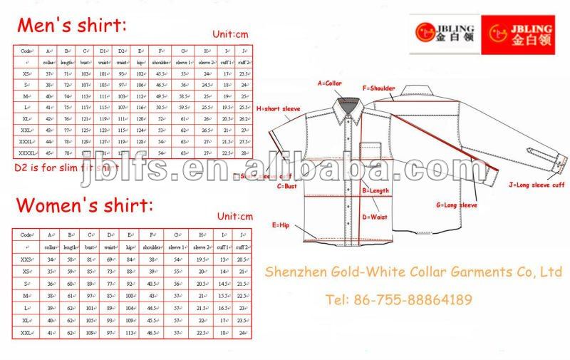 Sleeve Length Dress Shirt Chart
