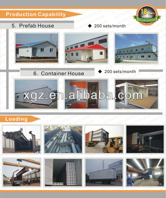 xgz corrugated steel sheet workshop with light weight steel frame