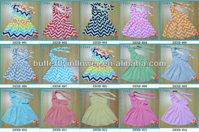 Grosir Bayi Satu Bahu Chevron Gaun Katun Zig Zag  Pola Baju 