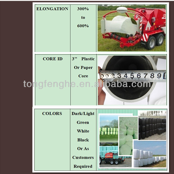 Black/ Green/ White colour film LLDPE silage wrap stretch film for grass packing