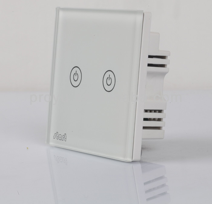Touch Screen Light Control 2 Gang 1 Way Electric Wall Switch For Home