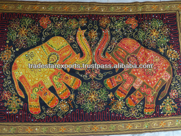 Zari Work Wall Hanging Handmade Decor From India Elephant Theme Embroidery Decoration Items Beautiful Zari Work Wall Hanging Handmade Decor From India Elephant Theme Embroidery Decoration Items Beautiful