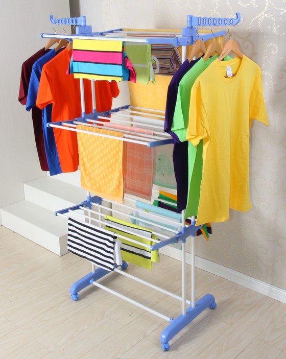 Three layer folding clothes hanger rack diy clothes rack