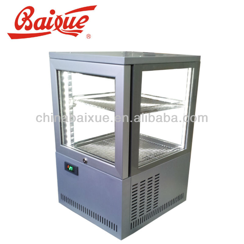 Counter top Four sided glass show case cooler display fridge,dessert,sandwich display/bakery