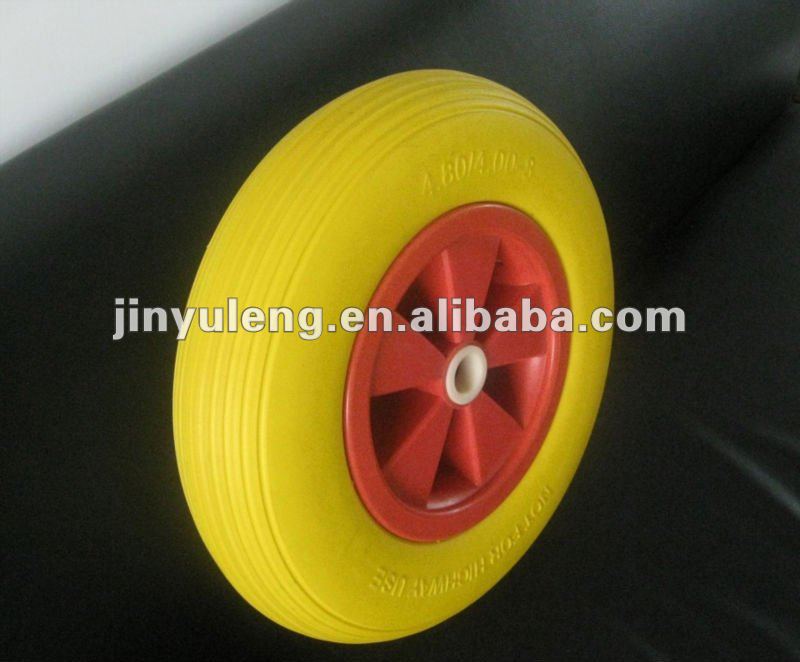 16inch 4.80/4.88-8 PU foam wheel pu solid wheel rubber wheel for wheelbrrow trolley , boat/plastic rim
